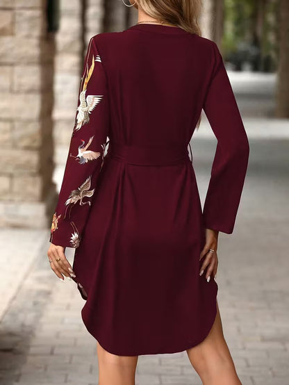 Amivienne | Long-Sleeve Floral Wrap Dress