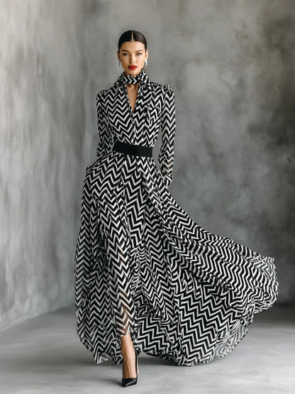 Ismara | Striped Chiffon Maxi Dress