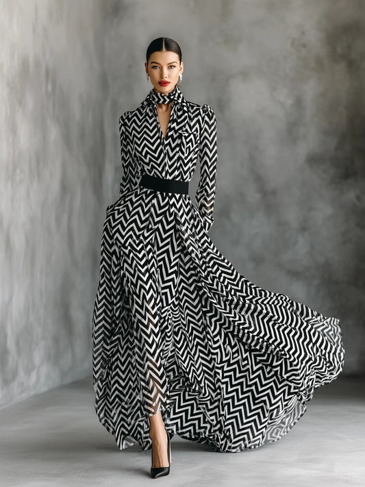 Ismara | Striped Chiffon Maxi Dress