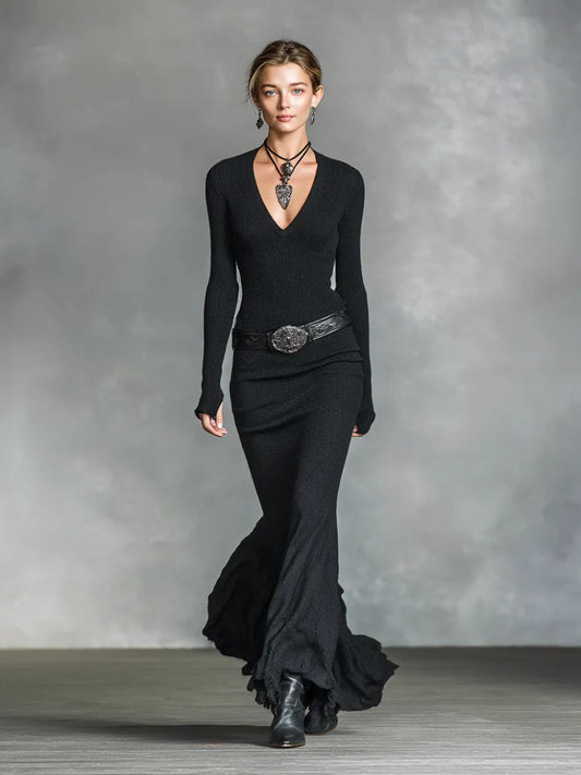 Serenya | Jersey V-Neck Maxi Dress
