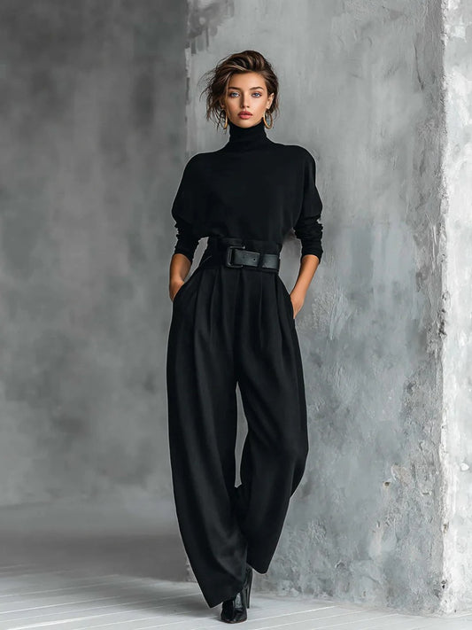 Novira | Black Turtleneck Set