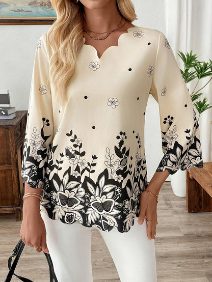Solenne | Embroidered V-Neck Shirt
