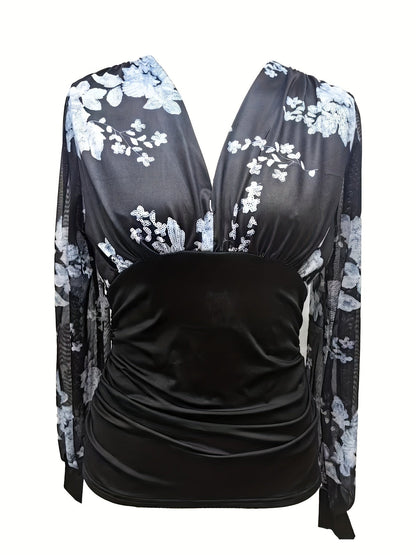 Maelis | Floral Sleeve Crossover Top