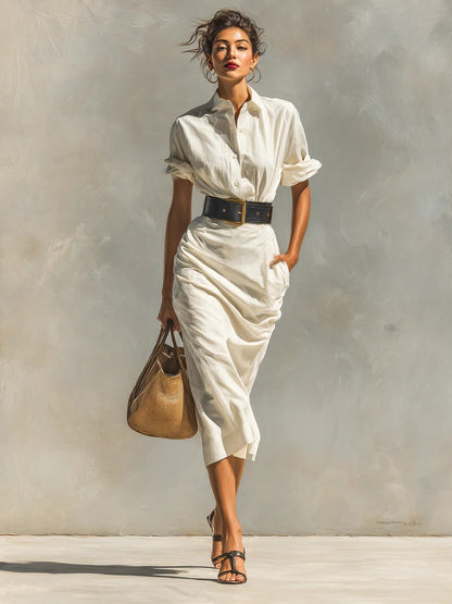 Aveline | Belted Midi Dress