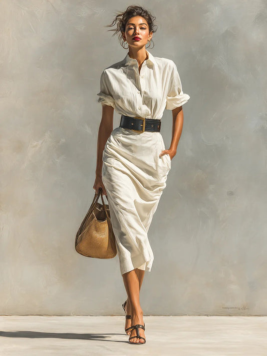 Aveline | Belted Midi Dress