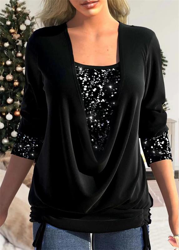 Arla | Modern blouse with sequin overlay