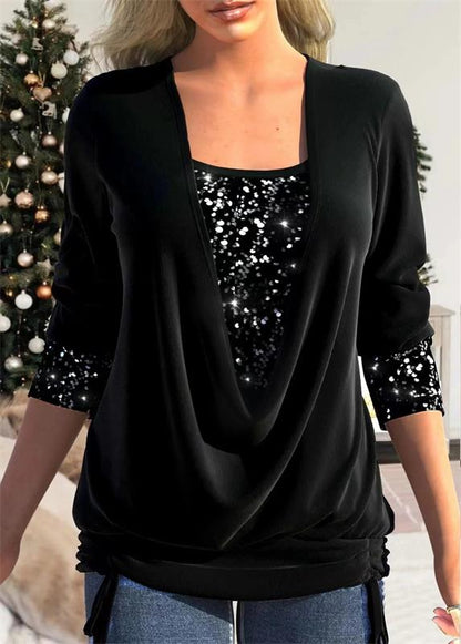 Arla | Modern blouse with sequin overlay