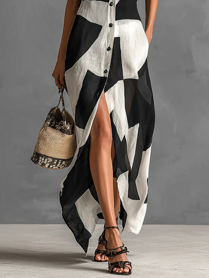 Altheira | Geometric Chiffon Shirt Dress