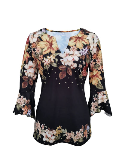 Marivelle | Floral V-Neck Top