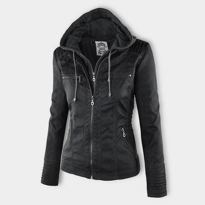 Renata | Hooded Leather Jacket
