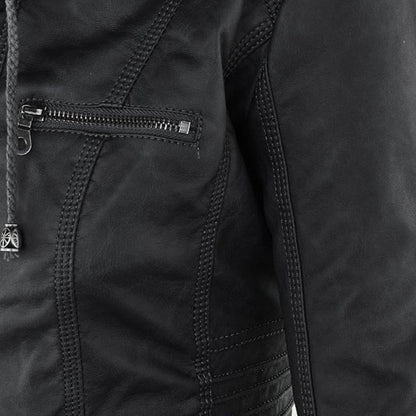 Renata | Hooded Leather Jacket