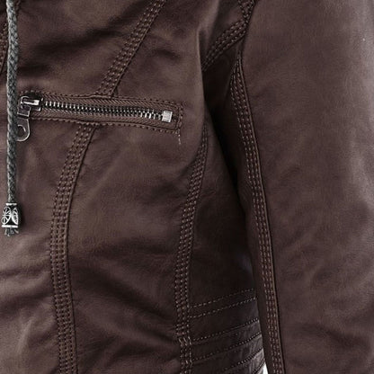 Renata | Hooded Leather Jacket