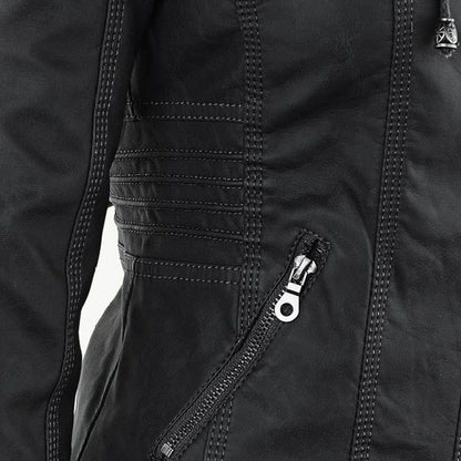 Renata | Hooded Leather Jacket