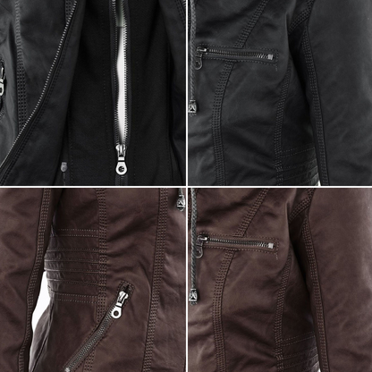 Renata | Hooded Leather Jacket