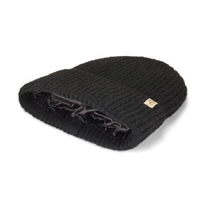 Satin Lined Beanie - Ella in Black