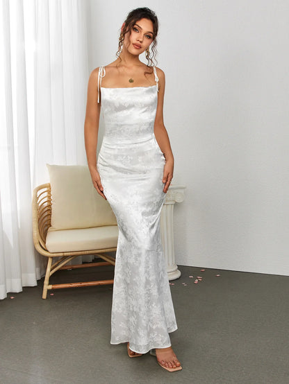 Alanis | Floral satin lace up maxi dress