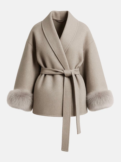 Plush Tie Jacket Coat