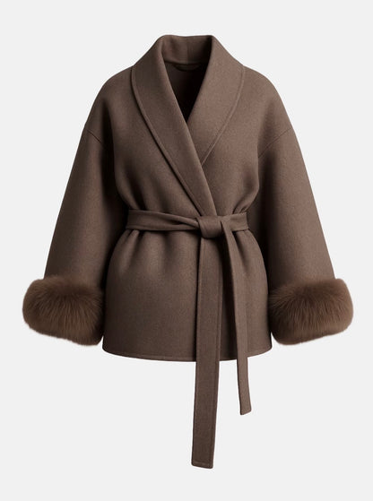 Plush Tie Jacket Coat