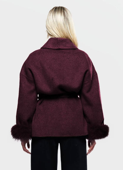 Plush Tie Jacket Coat