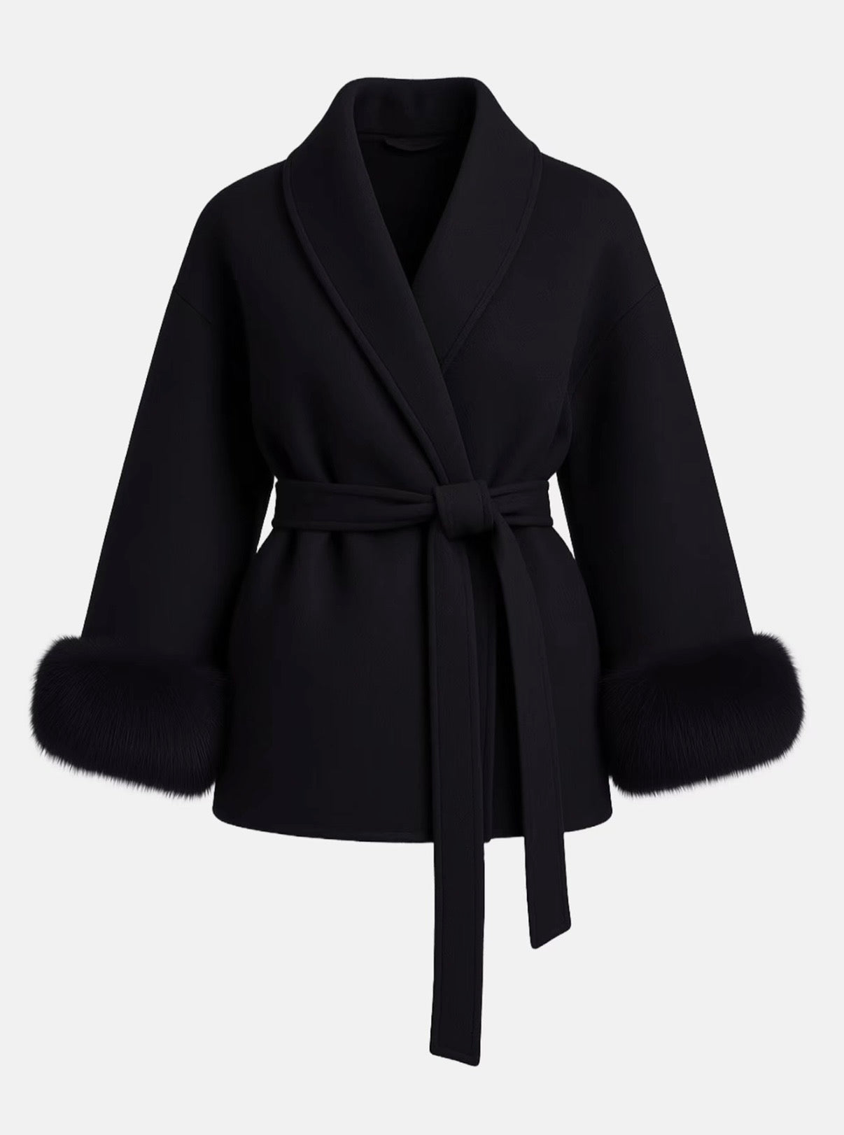 Plush Tie Jacket Coat