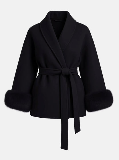 Plush Tie Jacket Coat