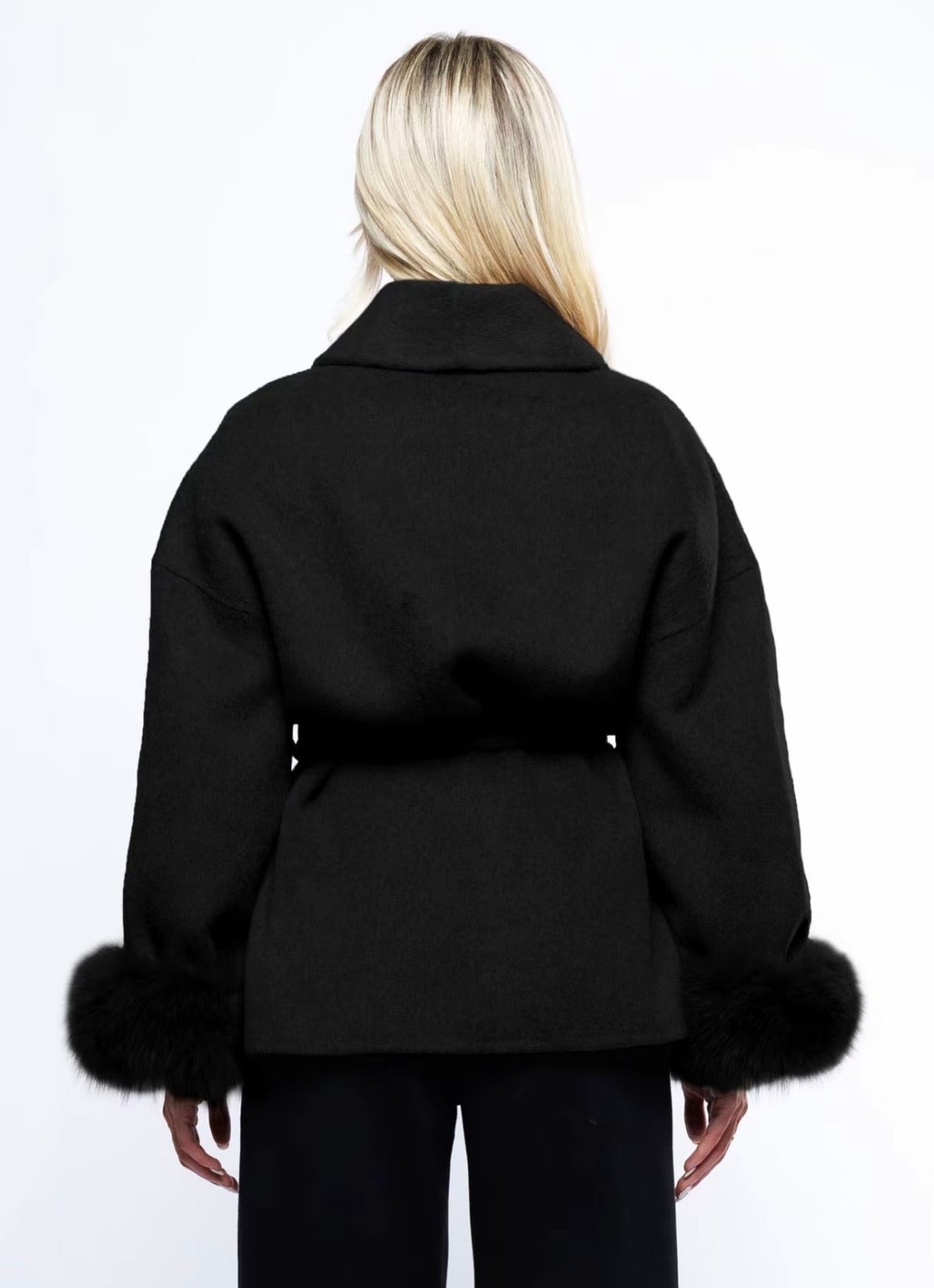 Plush Tie Jacket Coat