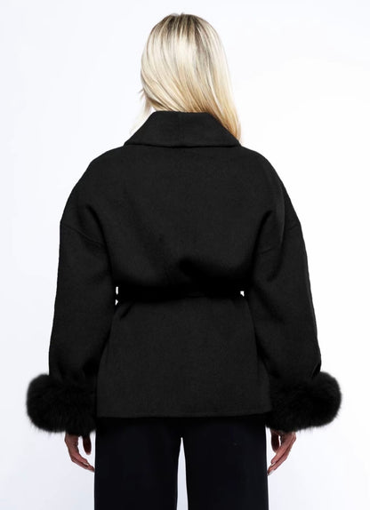 Plush Tie Jacket Coat