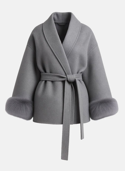 Plush Tie Jacket Coat
