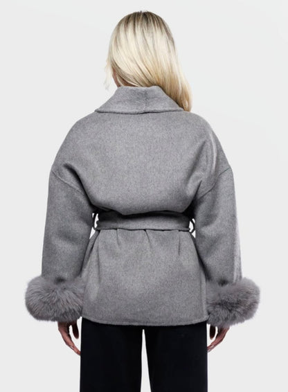 Plush Tie Jacket Coat