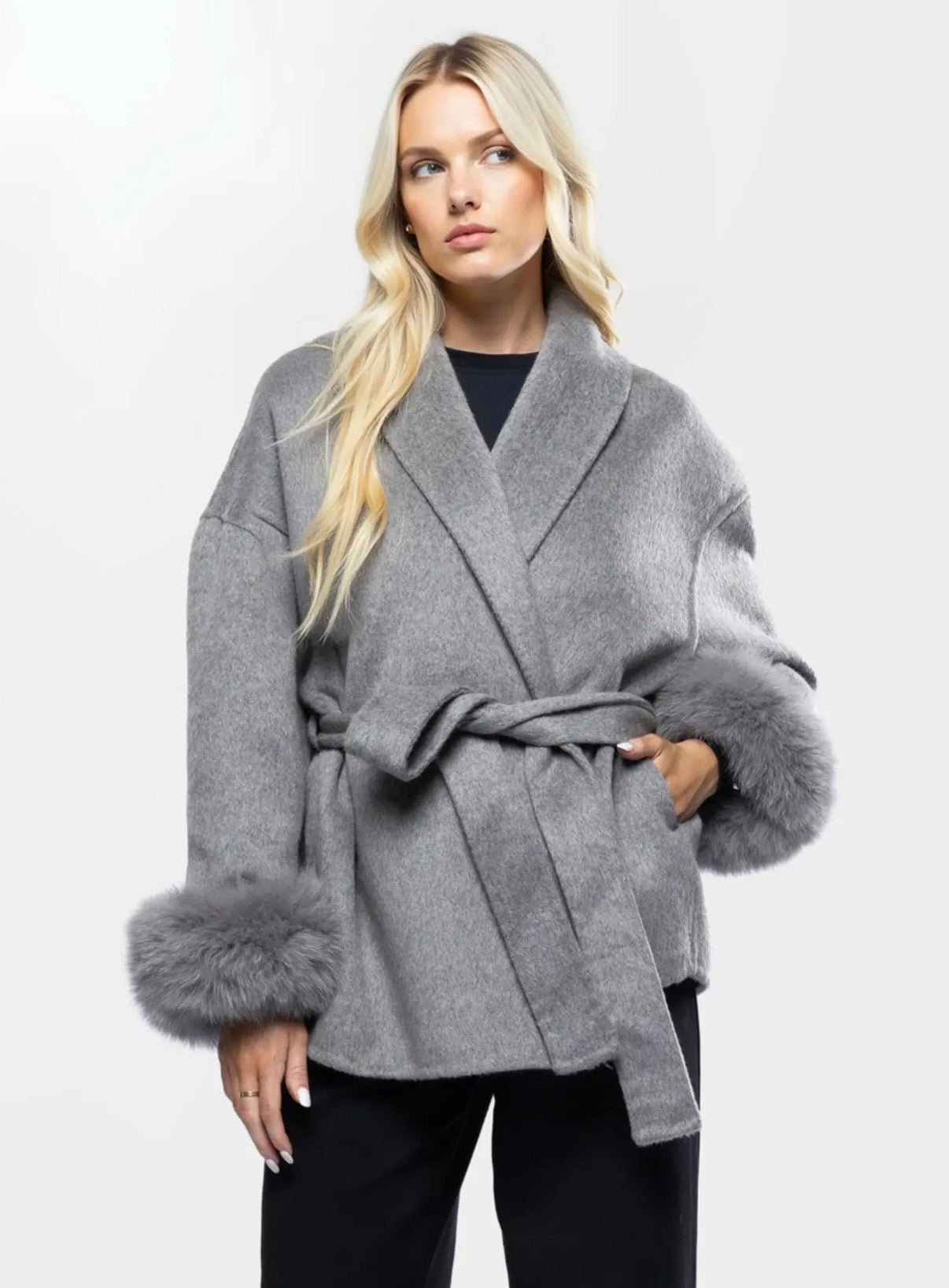 Plush Tie Jacket Coat