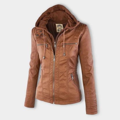 Renata | Hooded Leather Jacket