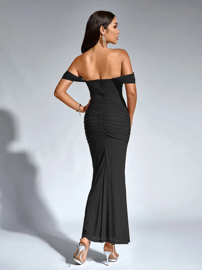 Renaya | Off shoulder ruched maxi dress