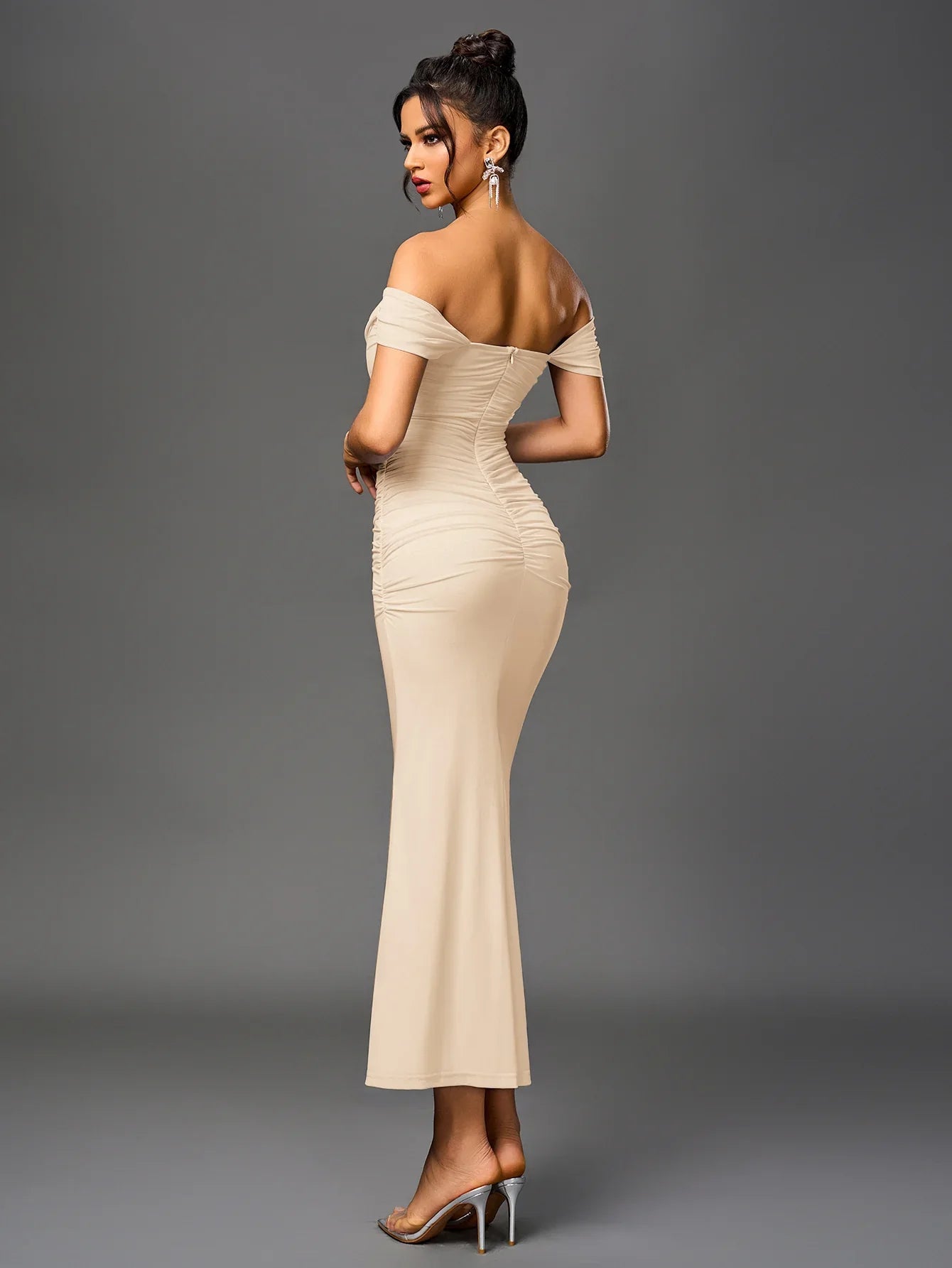 Renaya | Off shoulder ruched maxi dress