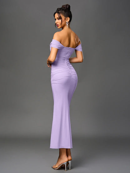 Renaya | Off shoulder ruched maxi dress