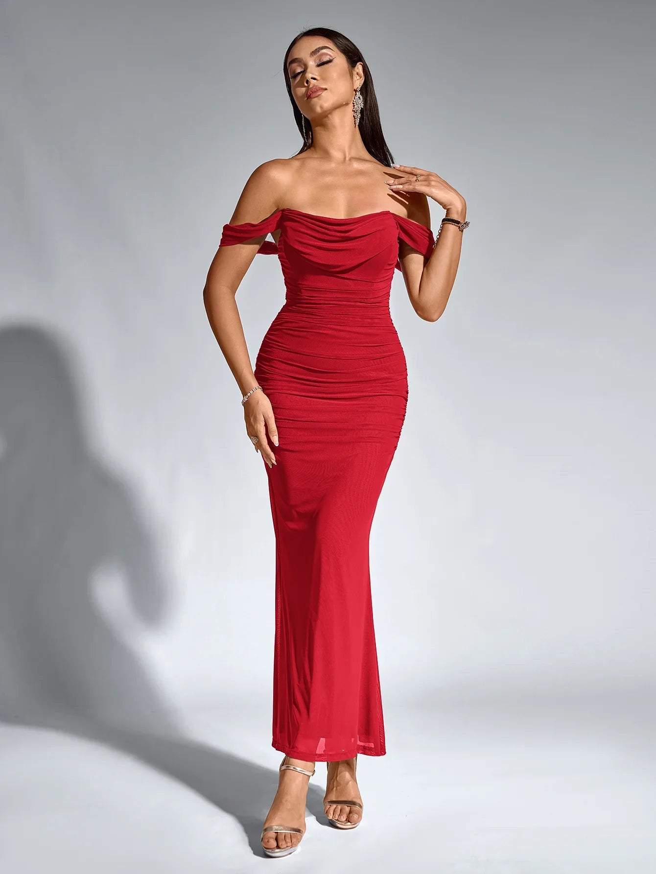 Renaya | Off shoulder ruched maxi dress