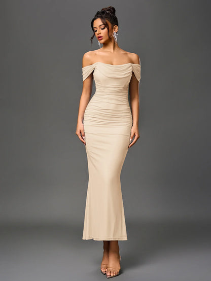 Renaya | Off shoulder ruched maxi dress