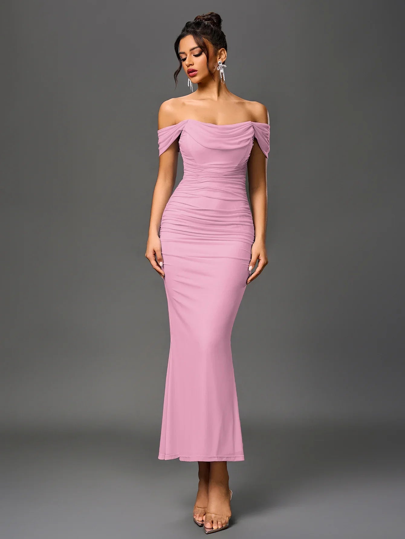 Renaya | Off shoulder ruched maxi dress