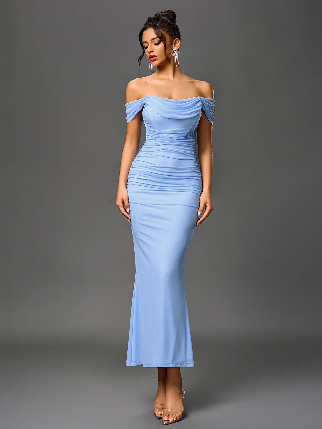 Renaya | Off shoulder ruched maxi dress