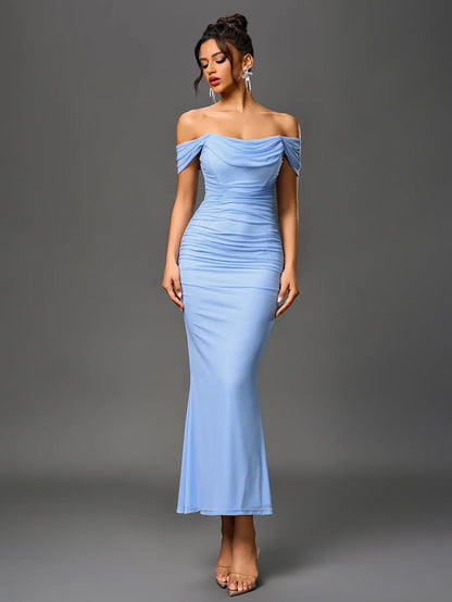 Renaya | Off shoulder ruched maxi dress