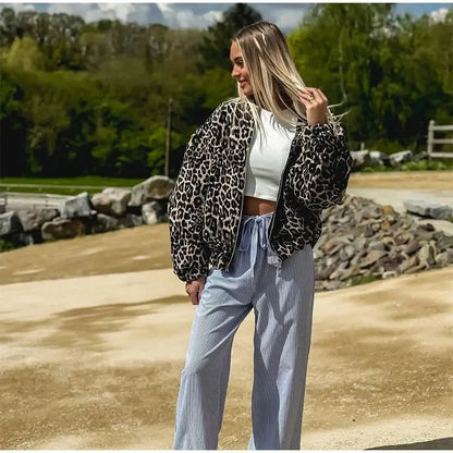 Selene | Leopard Print Bomber Jacket