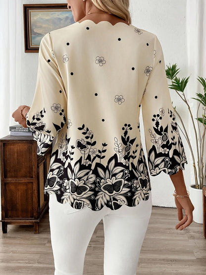 Solenne | Embroidered V-Neck Shirt