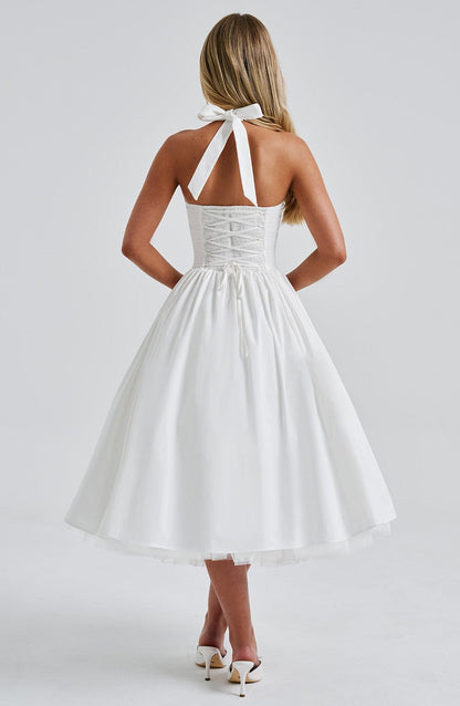 Valenne | Ivory Midi Halter Dress