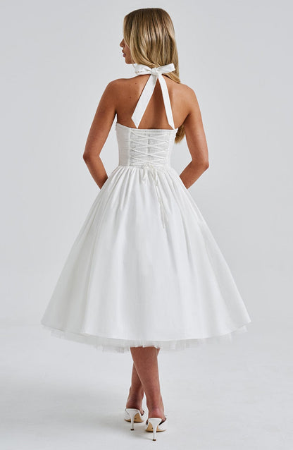 Valenne | Ivory Midi Halter Dress