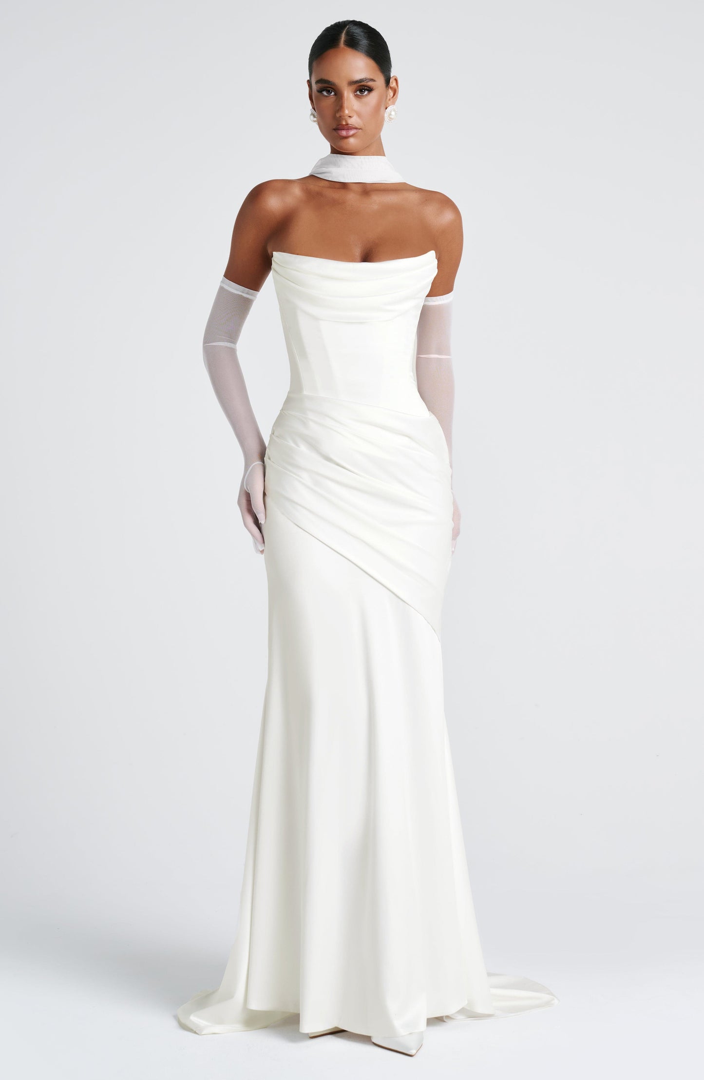 Serelith | Satin Ivory Maxi Gown