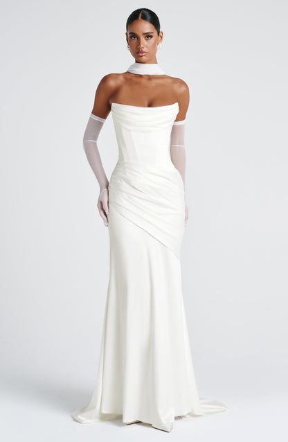 Serelith | Satin Ivory Maxi Gown