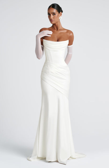 Serelith | Satin Ivory Maxi Gown