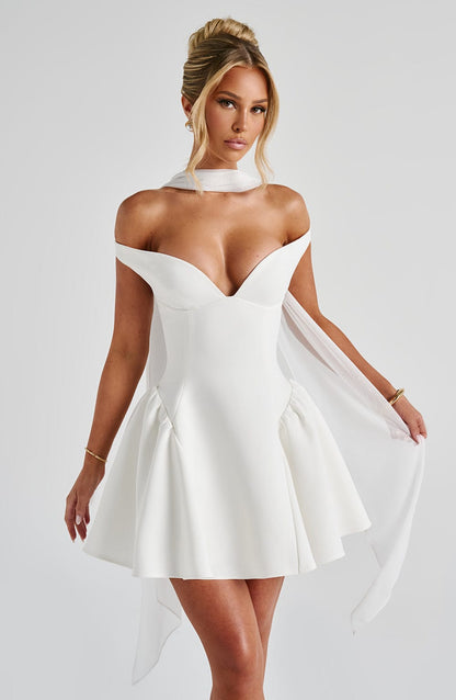 Elyra | Voluminous Ivory Mini Dress